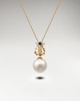 Load image into Gallery viewer, lyre Pendant Necklace in 10k Gold with pearl
