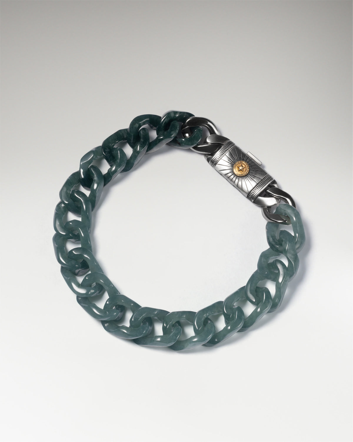 Sol Clasp In Sterling Silver With Jade Cuban Link
